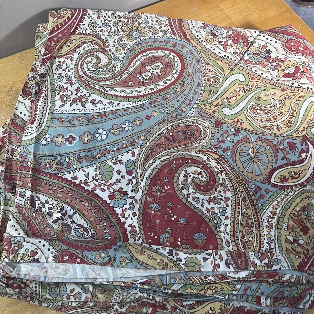 Pottery Barn Harper Paisley Full Queen Duvet Cover & 2 Shams Red Blue Gold Vtg